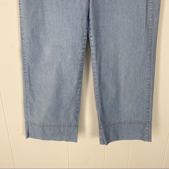 Liz Claiborne Tabitha Cropped Light Wash Wide Leg Chambray Pant 4P - Picture 3 of 13